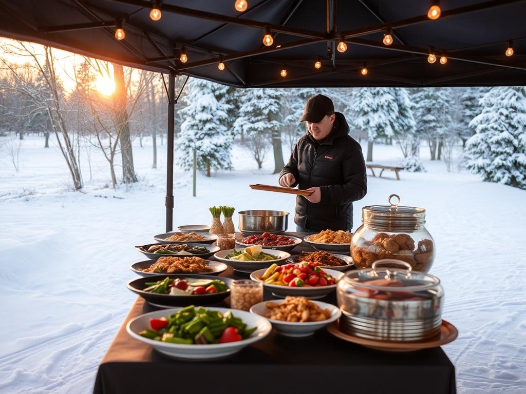 Catering for winter outdoor corporate events: menu and service organization Catering for winter outdoor corporate events: menu and service organizationфото